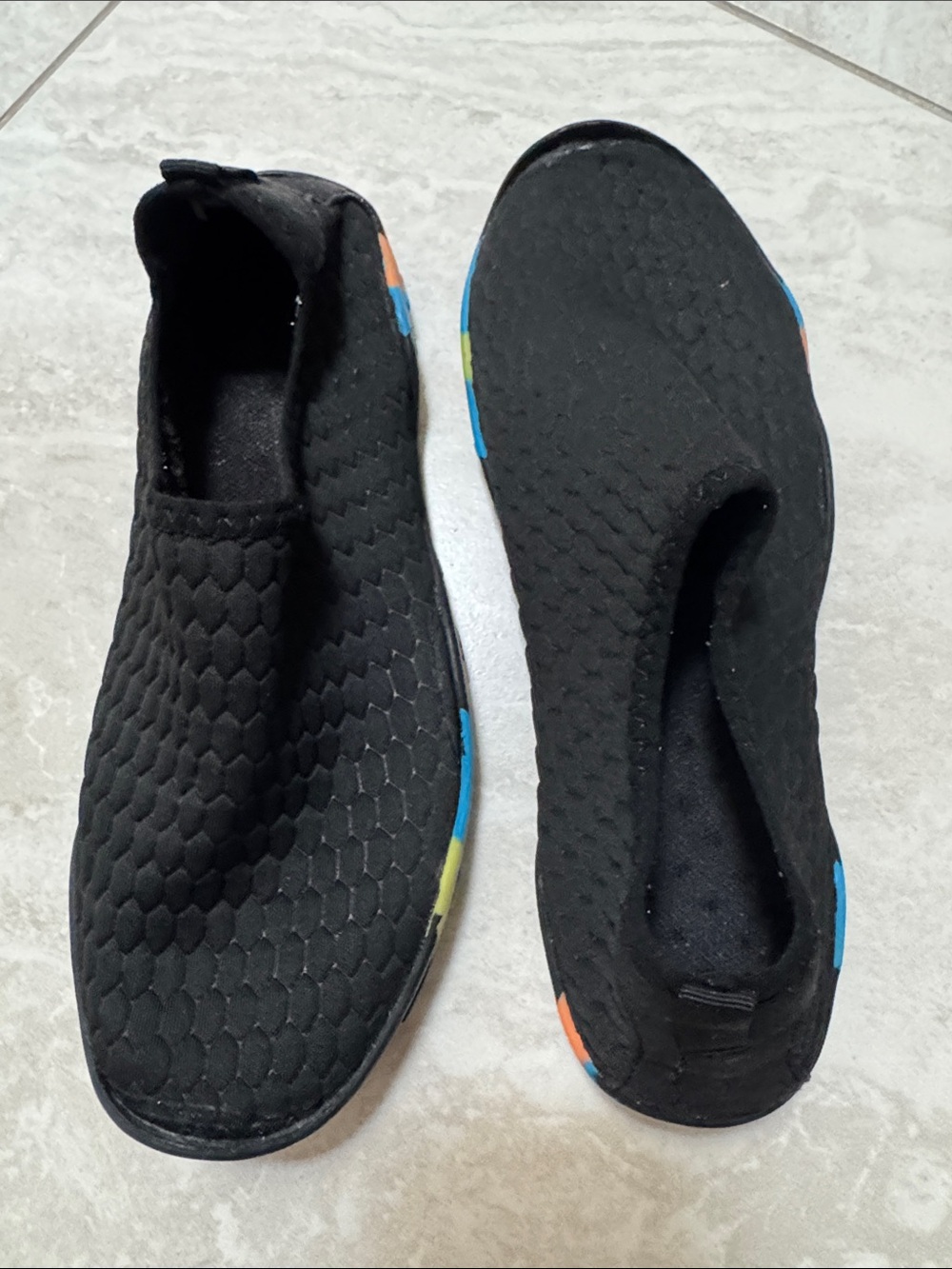 Black Quilted water Slip-On Sneakers with Color Accents